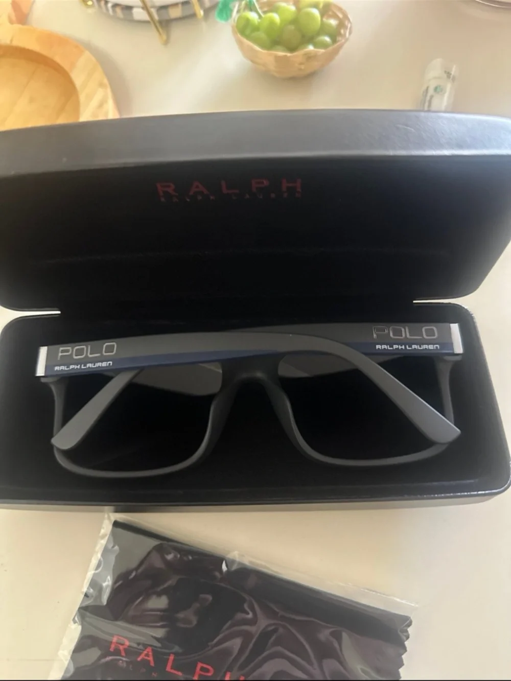Ralph Lauren Matte Black Sunglasses with Black Case